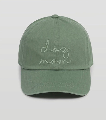 dog mom cursive hat - green